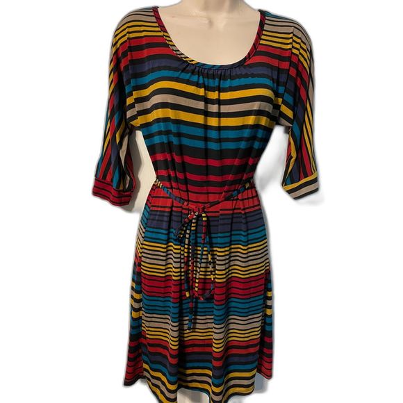 Ellen Parker Striped Midi Dress S - Picture 1 of 5